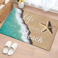 thumbnail image 1 of Life Is Washable Small Entryway Area Rugs 2'x3', Better at The Beach Ocean Seaside Starfish Teal Beige Low Pile Throw Rug Non-Slip Sturdy Edge Binding Carpet for Front Door Floor Room Entry, 1 of 9