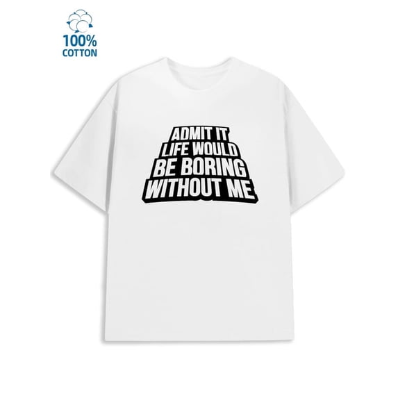 Greenink Life Without Me mens retro 180G Cotton white aesthetic gym Unique Design Unisex Shirt Graphic tshirts Original Unisex Shirt Printed tshirts Casual Unisex Shirt