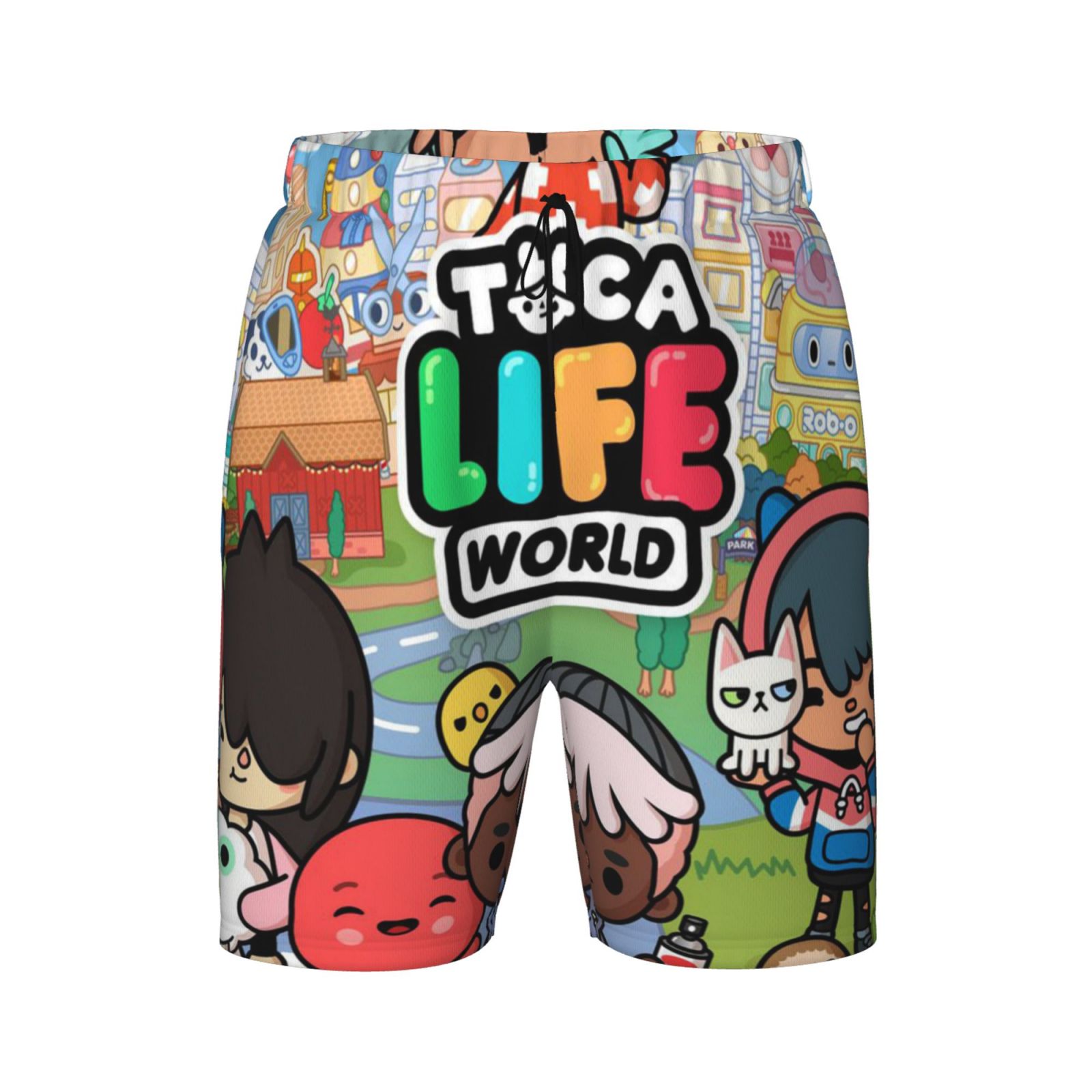 Life World Toca Boca Teen Swim Trunks Summer Beach Board Shorts Double