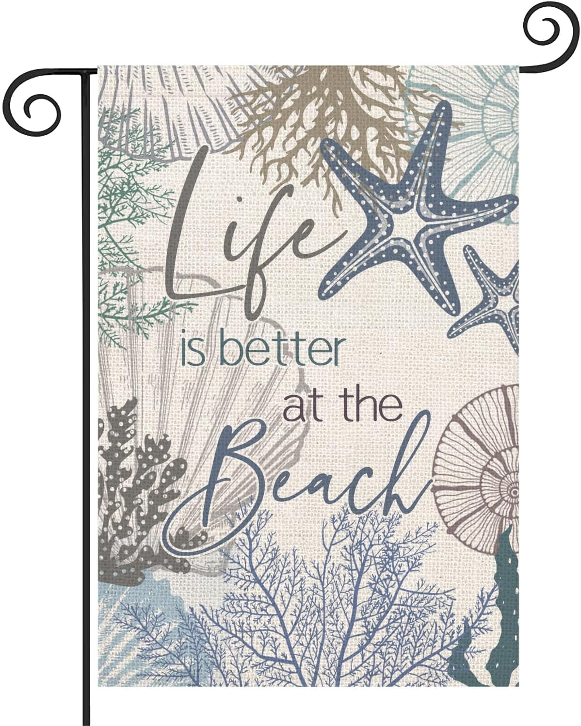 "Life Is Better At The Beach" Welcome Mat - Coastal Starfish Design, Non-Slip, 30x17 Inch