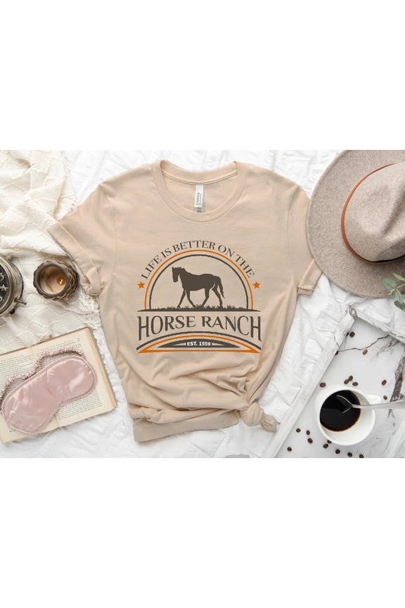 Life is better on the ranch, Western Graphic T-shirt Vintage Western Clothing for woman Retro Western tee Cowgirl shirt vintage Rodeo Cowboy All Size S-5Xl