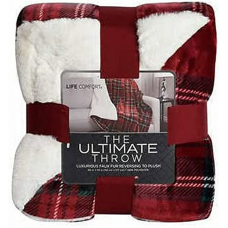 Life Comfort Ultimate Faux Fur Throw, Reversible Fuzzy Blanket