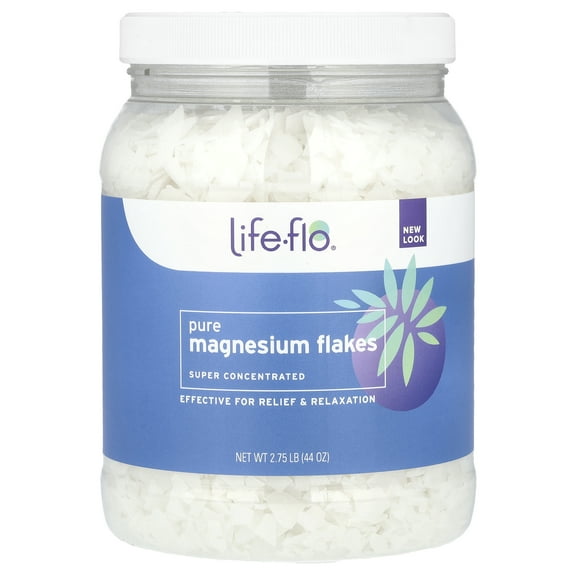 Life-flo Pure Magnesium Flakes for Bath | Concentrated Magnesium Chloride Crystals, Relaxing & Rejuvenating Soak (44 oz)