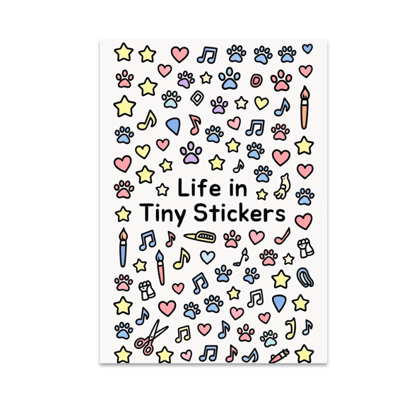 Life in Tiny Stickers Collage Art - Sticker Lovers - 13x19 Poster Print
