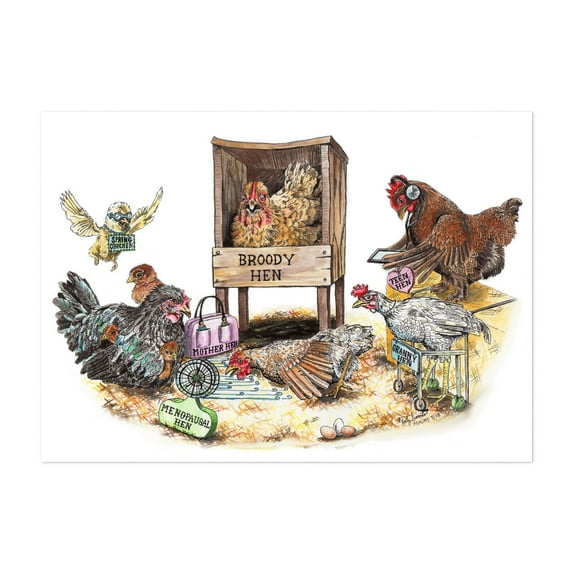 Life in the Coop - Painting Humor Farmhouse Rustic Unframed Wall Art Print 5 x 7 inches