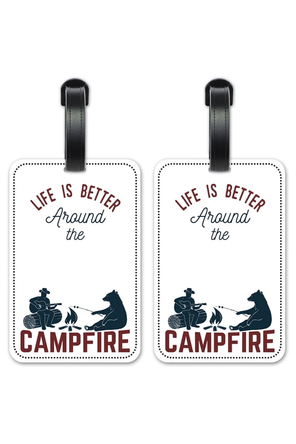 Life is Better Around Campfire - Luggage ID Tags / Suitcase Identification Cards - Set of 2