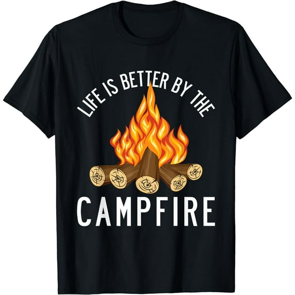 Life is Better By The Campfire Funny Camping Outdoor T-Shirt Black 4X-Large