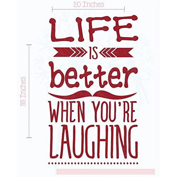 Life is Better Laughing Home Decor Inspirational Quotes Stickers Wall Vinyl Lettering, 20x33-Inch Red