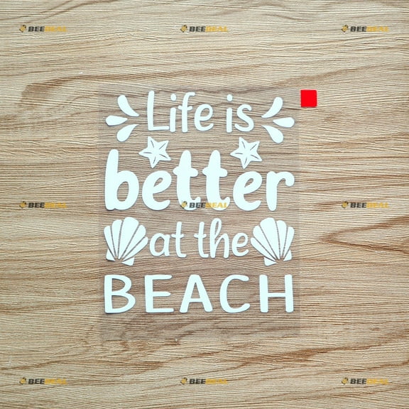 Life is Better at The Beach Sticker Decal Vinyl Hawaii Life Starfish Shell - White 5 Inches - No Background Die Cut for Car Boat Laptop Cup