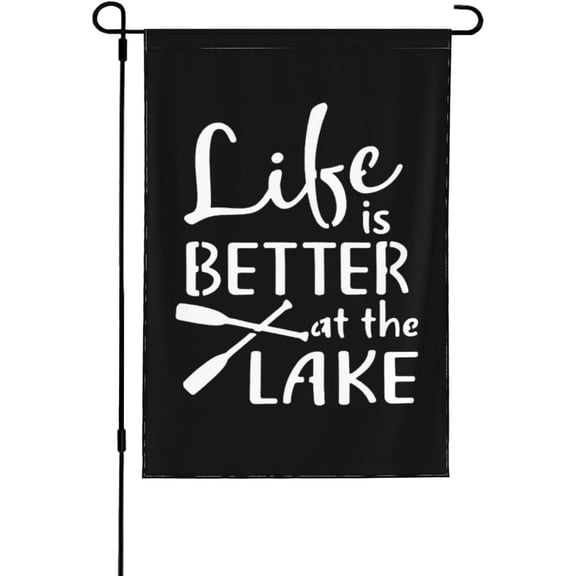 Life is Better at The Lake Garden Flag 12x18 Inch Double Sided Small Flags for Outside Yard Outdoor Wall Decor Banner