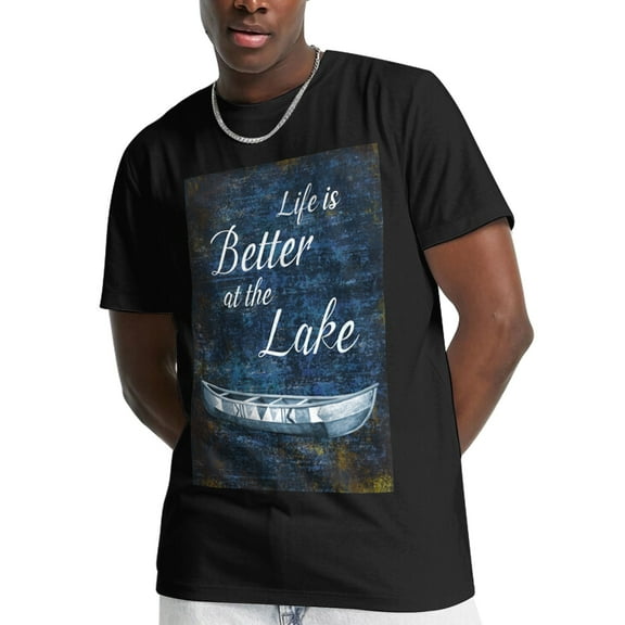 Visual Art Decor Life is Better at The Lake Poster Men's Casual Graphic T-Shirt, 1 Count (Big & Tall)