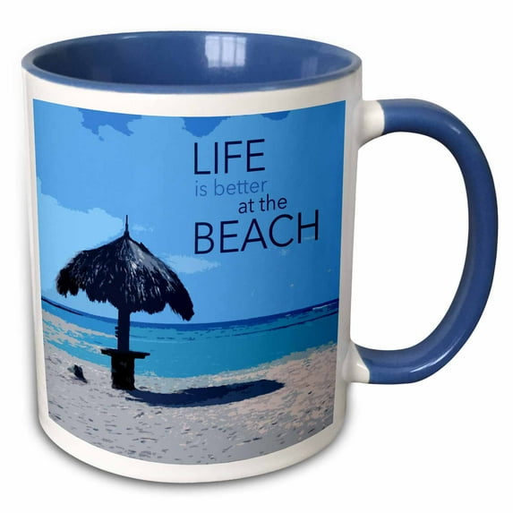 Life is Better at the Beach on a photograph from Baby Beach, Aruba. 15oz Two-Tone Blue Mug mug-337001-11