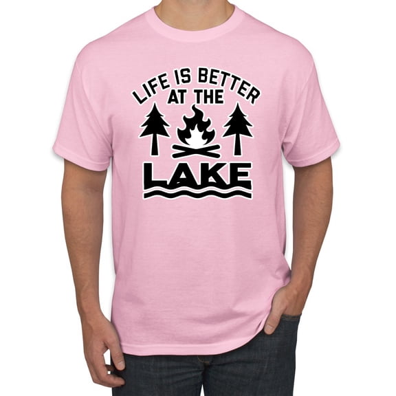 Life is Better at the Lake Outdoors Inspirational/Christian Men's Graphic T-Shirt, Light Pink, X-Large