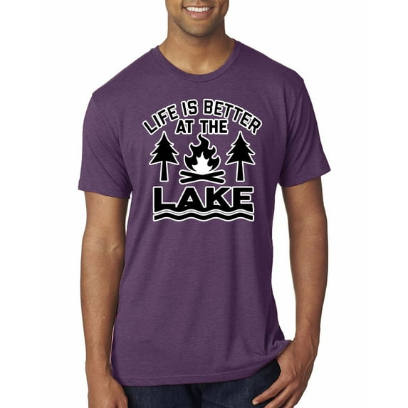 Life is Better at the Lake Outdoors Inspirational/Christian Mens Premium Tri Blend T-Shirt, Vintage Purple, Small