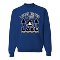 thumbnail image 1 of Life is Better at the Lake Outdoors Inspirational/Christian Unisex Crewneck Graphic Sweatshirt, Royal, Small, 1 of 2