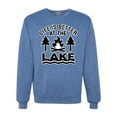 thumbnail image 1 of Life is Better at the Lake Outdoors Inspirational/Christian Unisex Crewneck Graphic Sweatshirt, Vintage Heather Blue, 2XL, 1 of 2