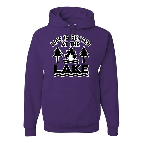 Life is Better at the Lake Outdoors Inspirational/Christian Unisex Graphic Hoodie Sweatshirt, Purple, 3XL