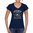 thumbnail image 1 of Life is Better at the Lake Outdoors Inspirational/Christian Womenâ€™s Standard V-Neck Tee, Navy, Medium, 1 of 2