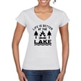 thumbnail image 1 of Life is Better at the Lake Outdoors Inspirational/Christian Womenâ€™s Standard V-Neck Tee, White, 2XL, 1 of 2
