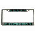 thumbnail image 1 of Life is Better in Flip Flops Style Heavy Duty Metal License Plate Frame Personalise/Car Accessories Car Tag Holder Cover (Chr/Bla/Turq), 1 of 6