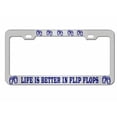 thumbnail image 1 of Life is Better in Flip Flops Style Heavy Duty Metal License Plate Frame Personalise/Car Accessories Car Tag Holder Cover (Chrome/Blue), 1 of 6