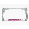 thumbnail image 1 of Life is Better in Flip Flops Style Palm Tree Heavy Duty Metal License Plate Frame Personalise/Car Accessories Car Tag Holder Cove (Chrome/D.Pink), 1 of 6