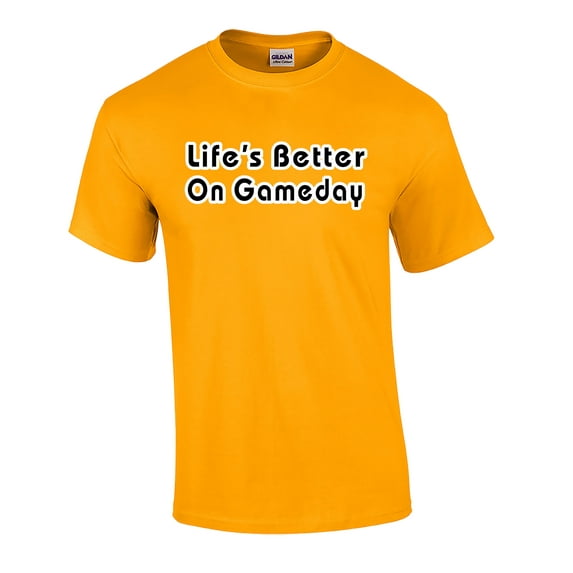 Life is Better on Game Day Adult Unisex Short Sleeve T-Shirt-Gold-4XL