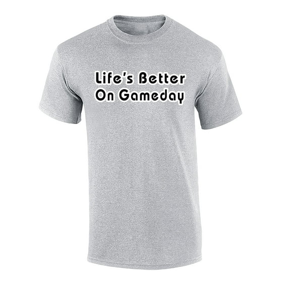 Life is Better on Game Day Adult Unisex Short Sleeve T-Shirt-Sports Gray-4XL