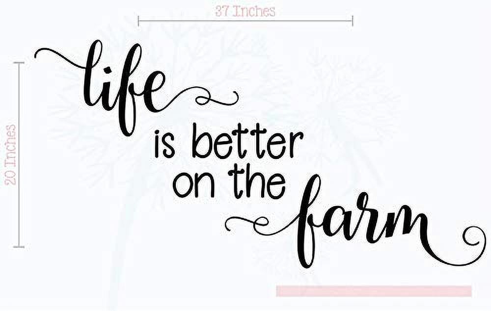 Life is Better on The Farm Wall Decals Vinyl Stickers Home Decor Quote 37x20-Inch Black