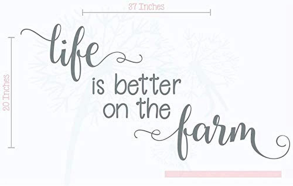 Life is Better on The Farm Wall Decals Vinyl Stickers Home Decor Quote 37x20-Inch Storm Gray