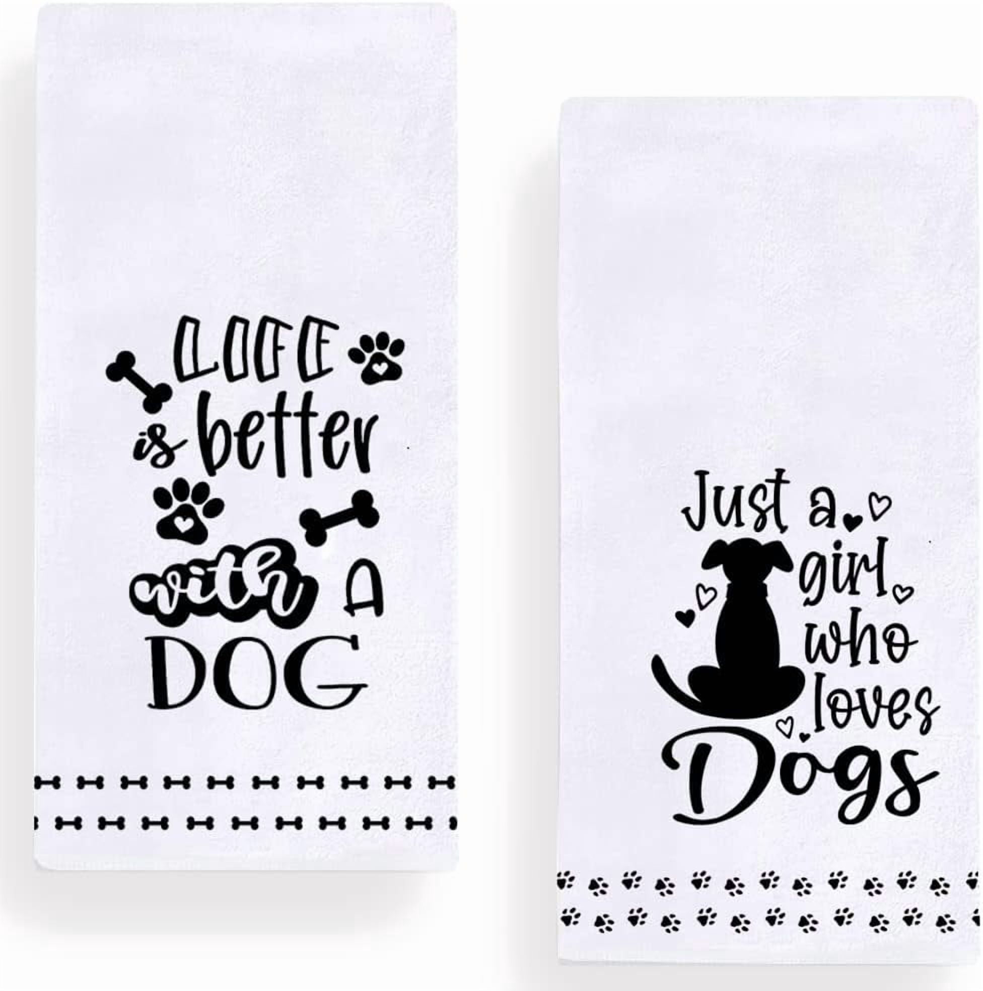 Life is Better with A Dog Kitchen Dish Towels 18 x 26 Inch Set of 2,Dog ...