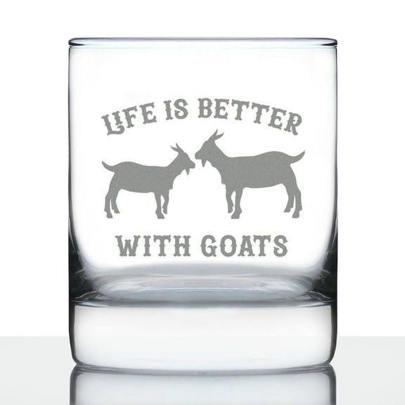 Bevvee Whiskey Rocks Glass 10.25 oz Better With Goats Gifts for Goat Lovers Glassware & Drinkware