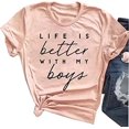 thumbnail image 1 of Life is Better with My Boys Shirts for Women Mom Letters Graphic T Shirt Funny Short Sleeve Casual Mama Tops Tees, 1 of 4
