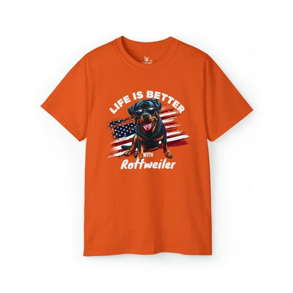 Life is Better with Rottweiler - Funny Dog Lover Unisex Cotton Tee