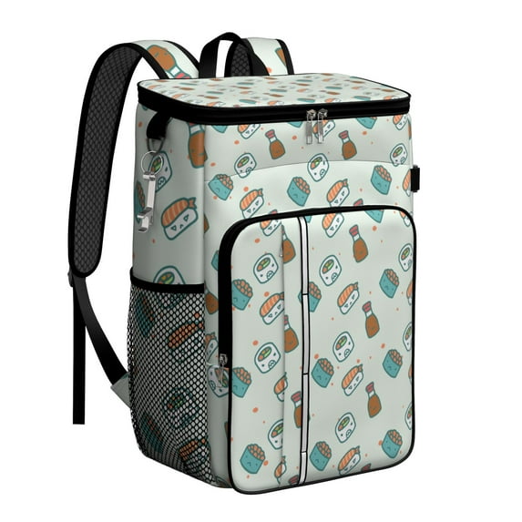 Life is Better with Sushi Cooler Backpack - 20L Insulated Soft Cooler Bag for Picnic, Hiking, Work, Leakproof & Multi-Pocket Design