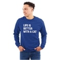 thumbnail image 1 of Life is Better with a Cat Kitty Lover Long Sleeve TShirt Men Women Brisco Brands X, 1 of 6