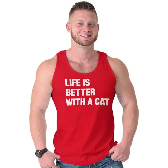 Life is Better with a Cat Kitty Lover Tank Top T Shirts Men Women Brisco Brands S