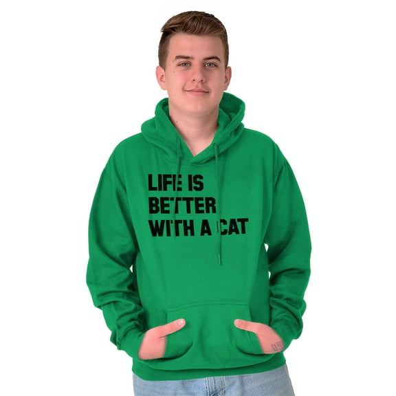 Life is Better with a Cat Kitty Lover Unisex Plus Fleece Graphic Hoodie Brisco Brands 3X