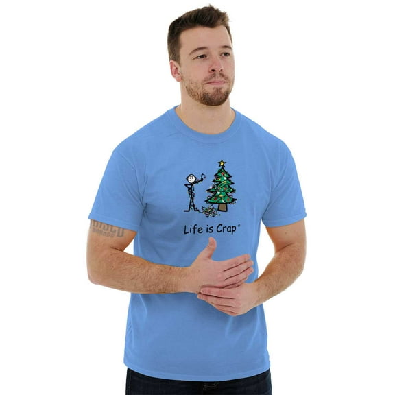 Life is Crap Christmas Lights Fail Plus Size Crewneck Graphic Tee Shirt Brisco Brands 3X