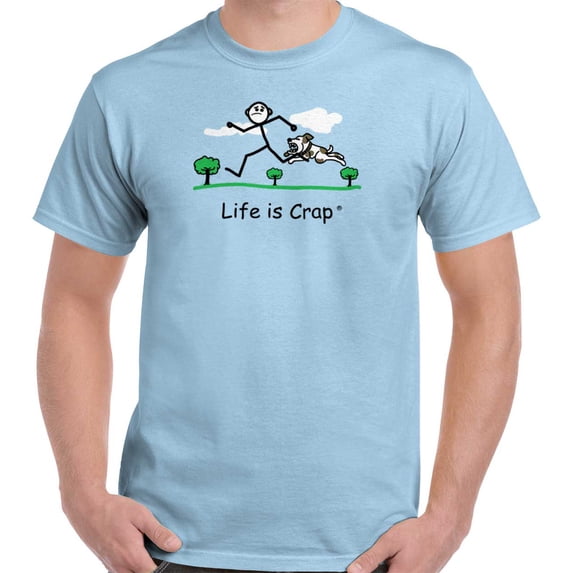 Life is Crap Dog Chase Funny Shirt Adult Gift Idea Cute Edgy T-Shirt Tee