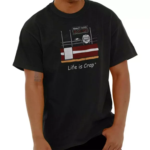 Life is Crap Hockey Penalty Box Sports Gift Mens Casual Crewneck T Shirts Tees | eBay