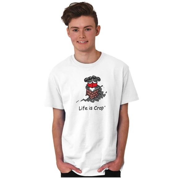 Life is Crap Santa Stuck in Chimney Plus Size Crewneck Graphic Tee Shirt Brisco Brands 2X