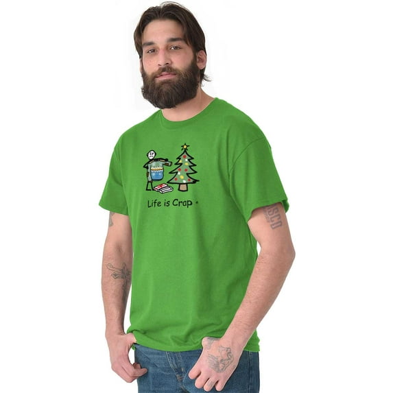 Life is Crap Ugly Christmas Sweater Plus Size Crewneck Graphic Tee Shirt Brisco Brands 3X