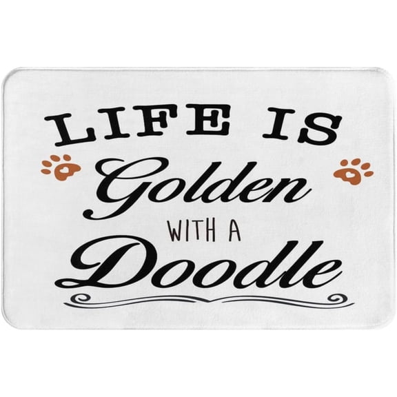Life is Golden with A Doodle Non-Slip Absorbent Resist Dirt Doormat Entrance Rug Inside Floor Mats for Home Bedroom Kitchen Front Porch 16"24"