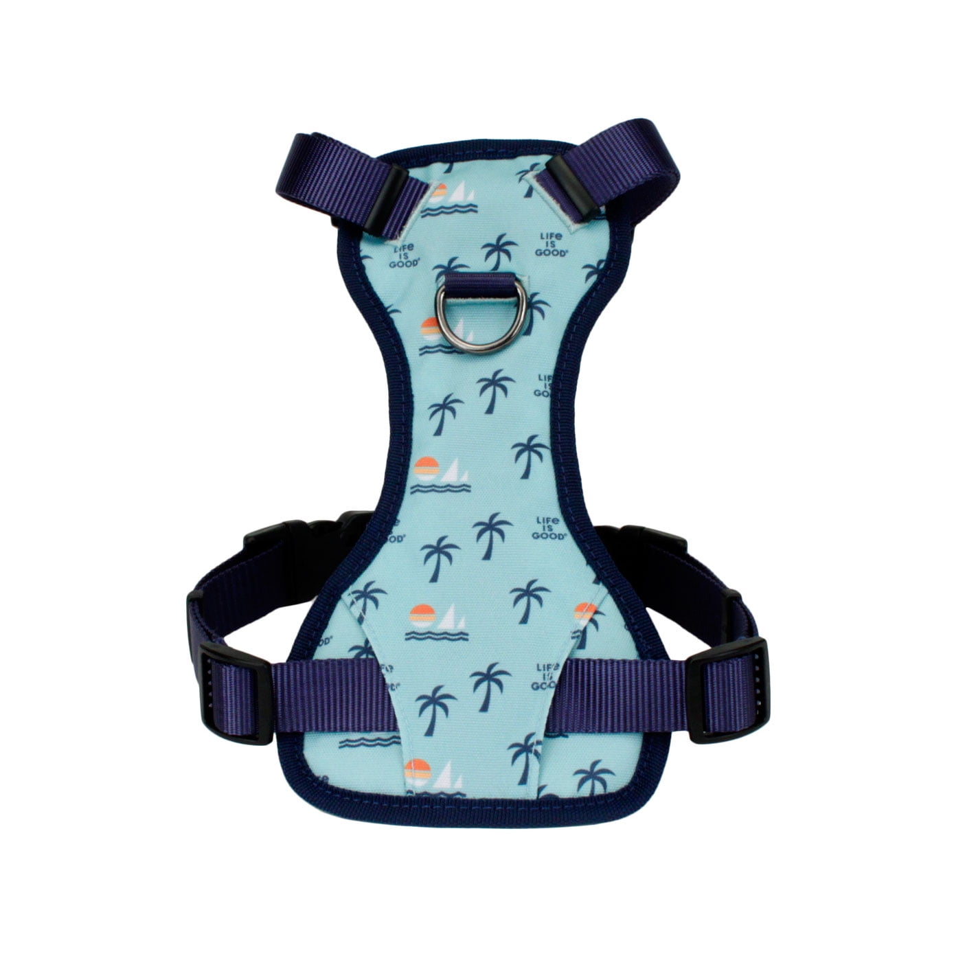 Life is Good® Canvas Overlay Dog Harness, Blue Good Vibes, 1" x 24"-38" (Large)