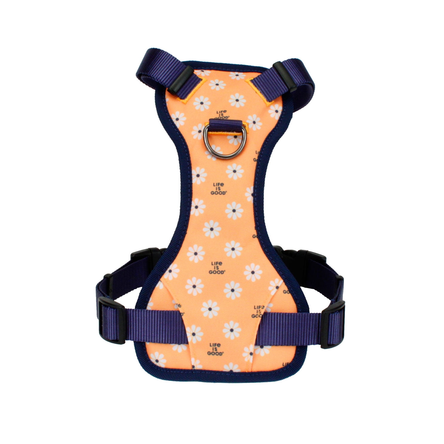 Life is Good® Canvas Overlay Dog Harness, Yellow Good Vibes, 1" x 20"-30" (Medium)
