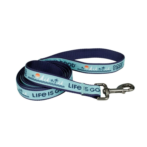 Life is Good Canvas Overlay Dog Leash Blue Good Vibes 1 x 6 Medium Large Walmart Business Supplies