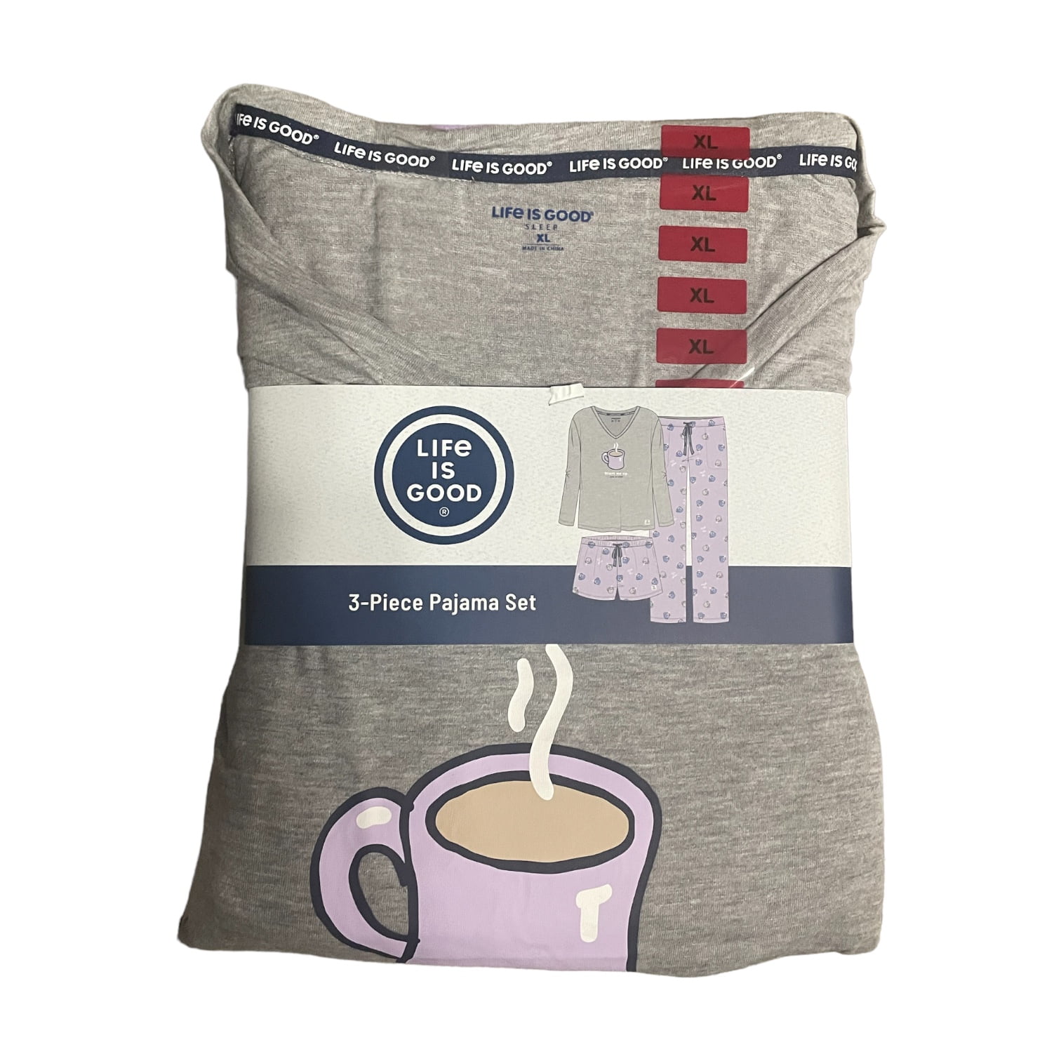 Life is Good Ladies Long Sleeve, Short and Pant, Piece PJ Set