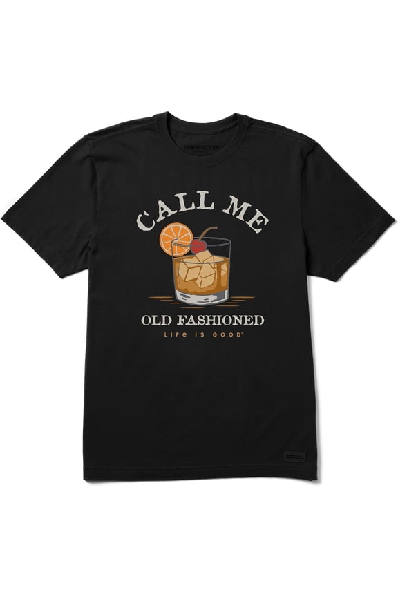 Life is Good Men's Call Me Old Fashioned Short Sleeve Crusher TeeMen and women, White Black T-shirt, size: Extra large S-1409XL