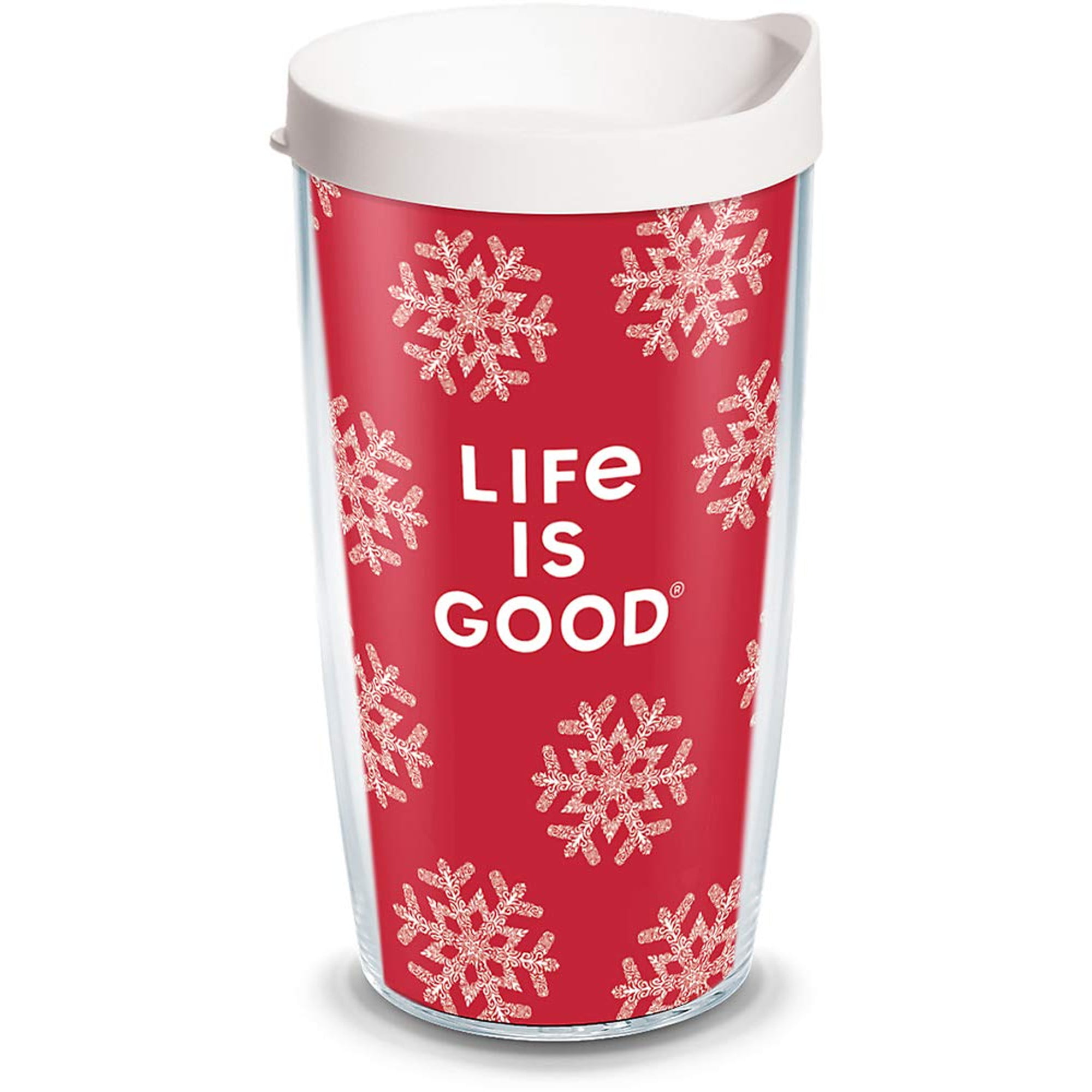 Life is Good - Red Snowflake 16oz.Tumbler with lid Tervis